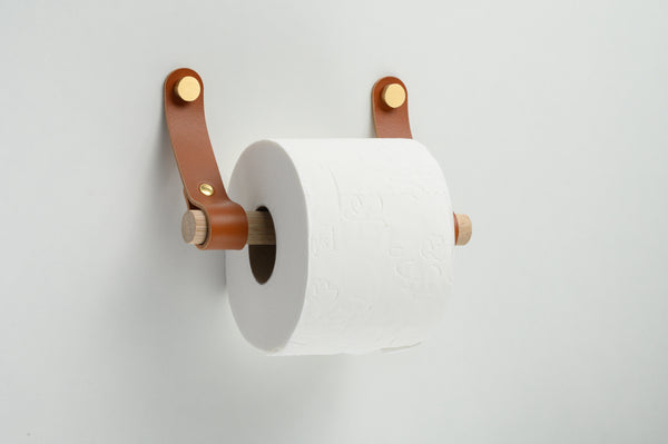 Toilettenpapierhalter aus Leder, cognacbraun