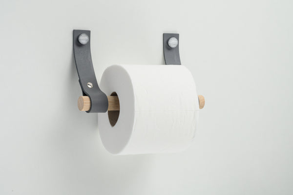 Toilettenpapierhalter aus Leder st grau