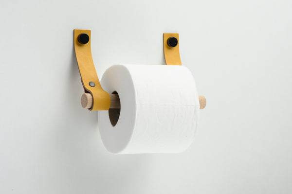 Toilettenpapierhalter aus Leder st ochre