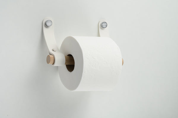 Toilettenpapierhalter aus Leder, weiß