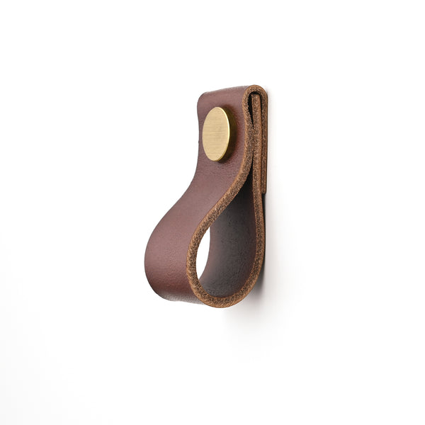 chestnut thin leather drawer pulls, leather cabinet pulls, leather pulls, Ledergriffe, poignees cuir