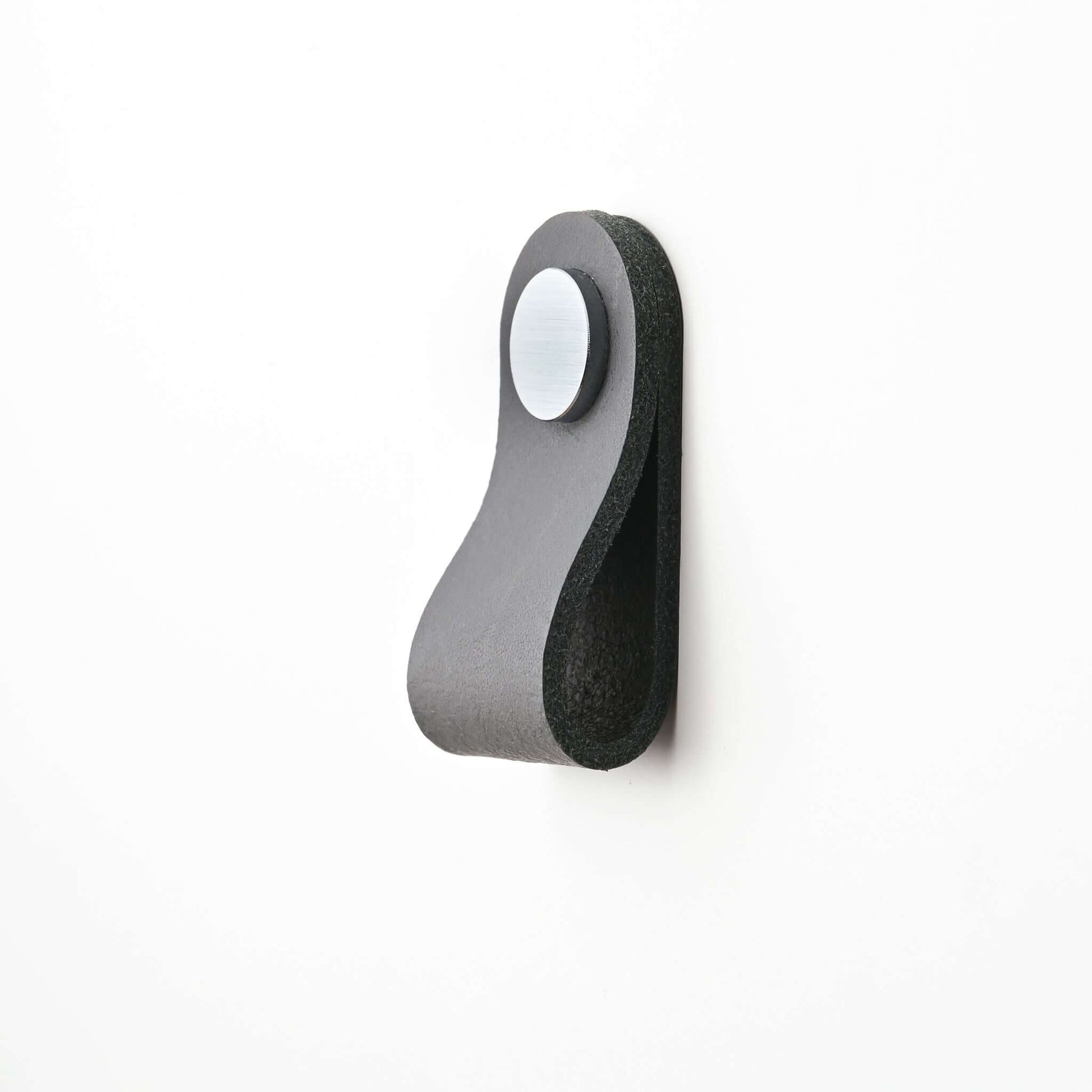 grijze dunne kleine ronde lederen ladegrepen, lederen kastgrepen, lederen grepen, Ledergriffe, poignees cuir