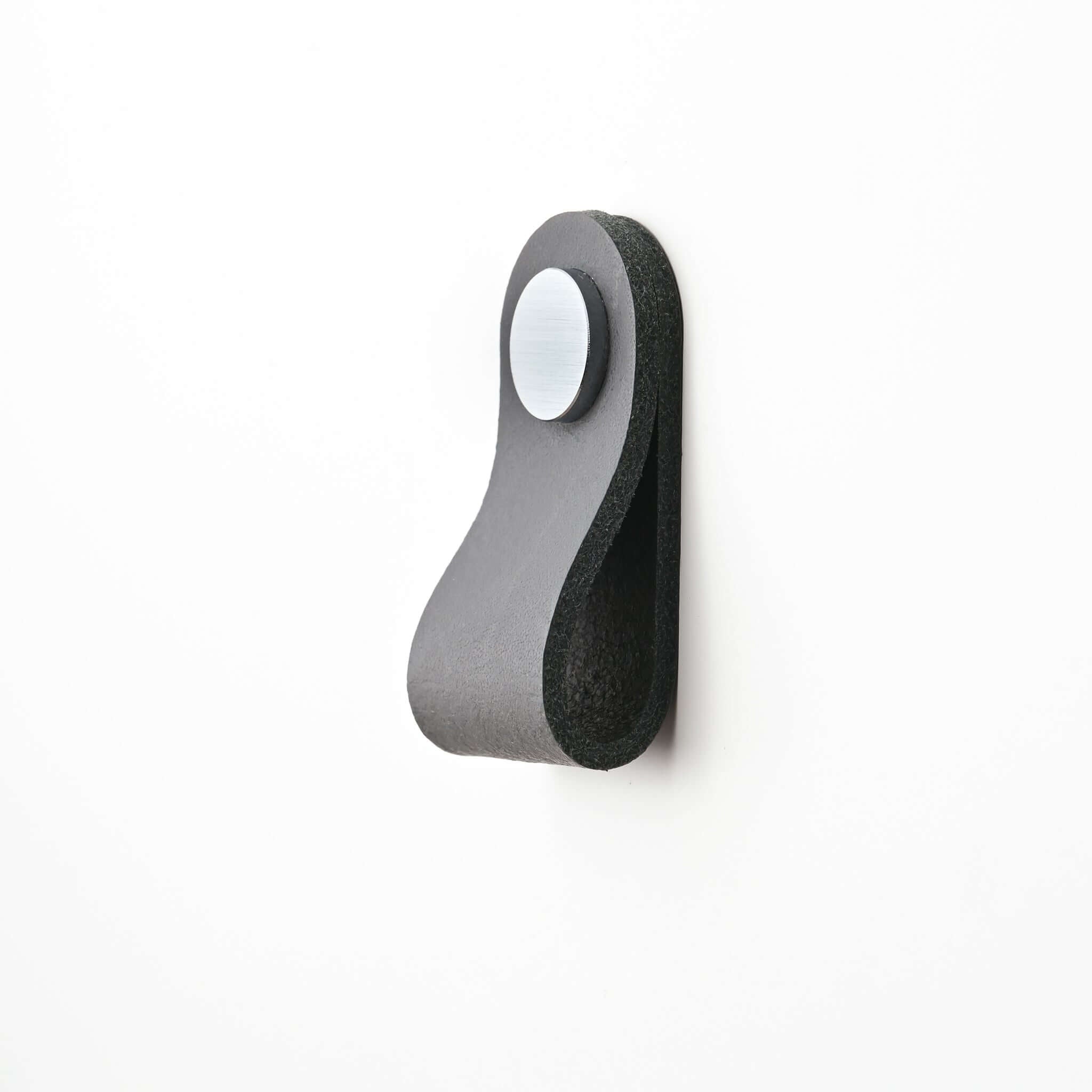 grijze dunne kleine ronde lederen ladegrepen, lederen kastgrepen, lederen grepen, Ledergriffe, poignees cuir