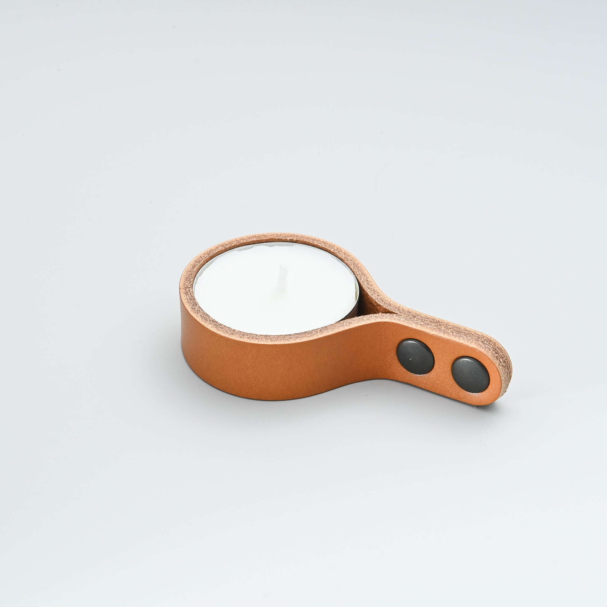 Leren kaarsenhouder voor theelichtjes 