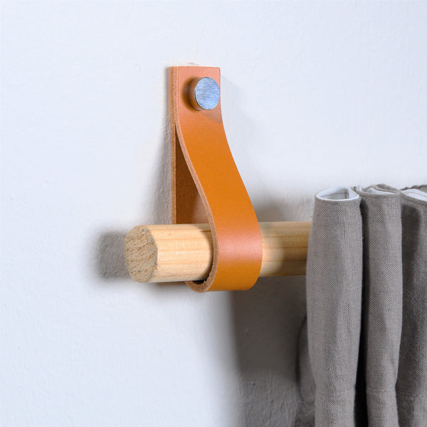 leather curtain rod holder honey