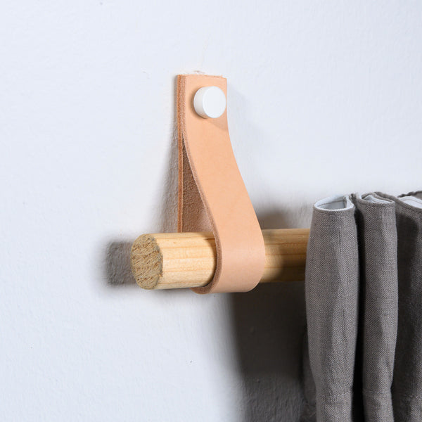 leather curtain rod holder natural