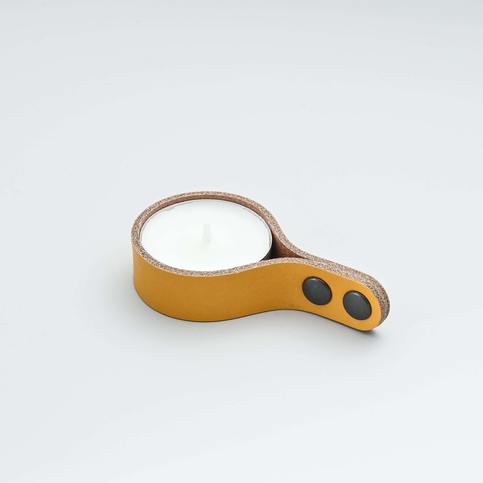 Leren kaarsenhouder voor theelichtjes 