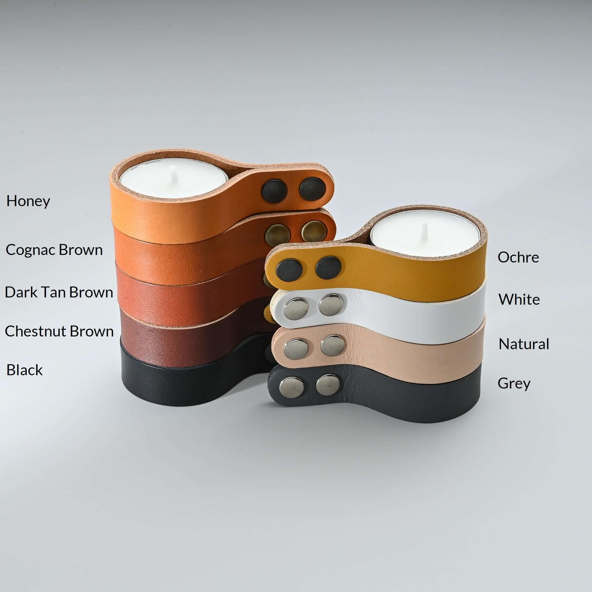 Leren kaarsenhouder voor theelichtjes 