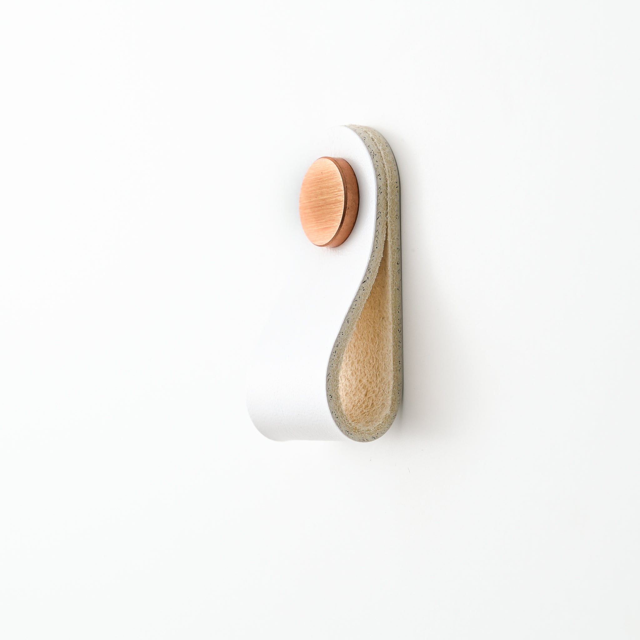 white thin small rounded leather drawer pulls, leather cabinet pulls, leather pulls, Ledergriffe, poignees cuir
