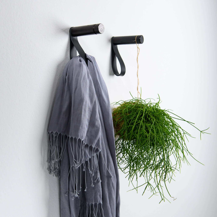 wall hook with leather strap